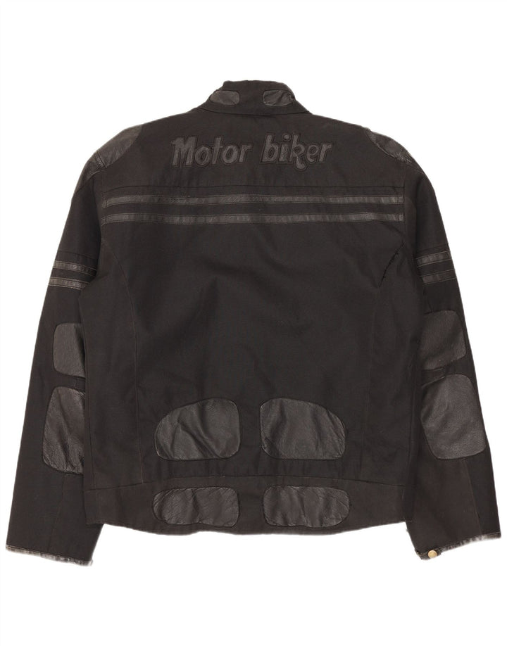 Master Herren-Bikerjacke mit Grafik, UK 40, Größe L, schwarzes Nylon