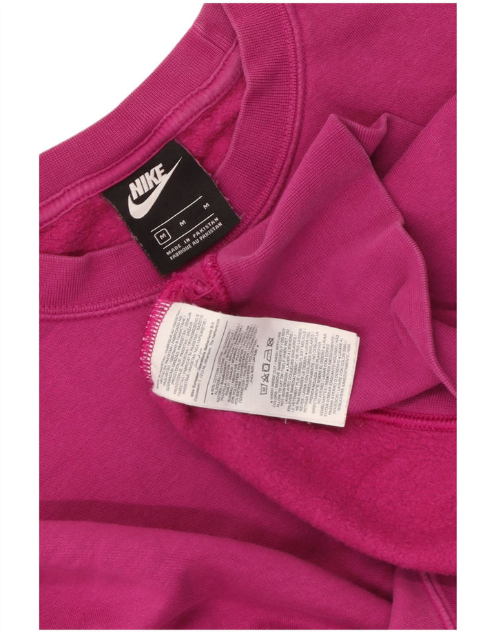 NIKE Womens Crop Oversized Sweatshirt Pullover UK 14 Mittelrosa Baumwolle