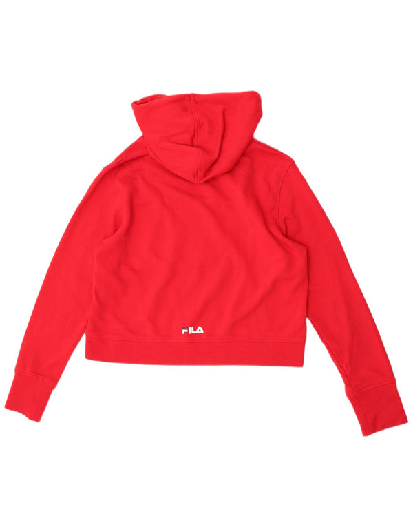 Fila Damen Crop Graphic Hoodie Pullover UK 16 Large Rot Farbblock