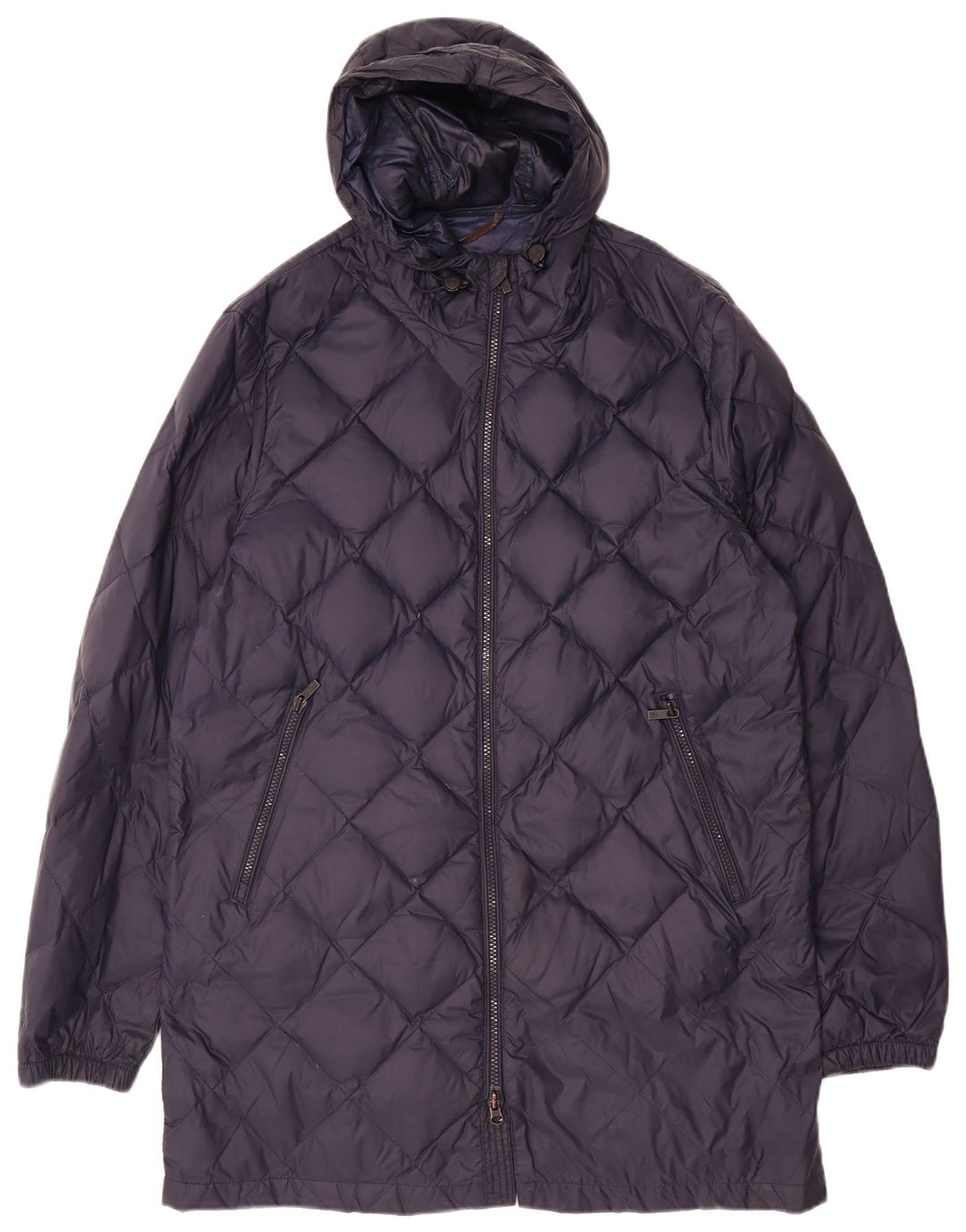 MASSIMO DUTTI Wattierter Damenmantel mit Kapuze, UK 16, großes marineblaues Polyamid