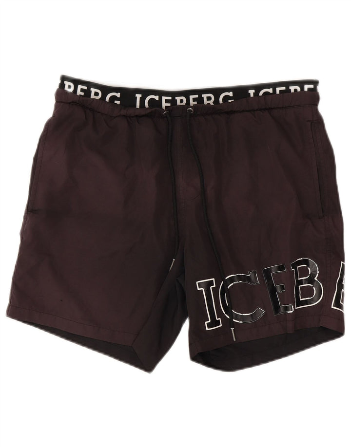 ICEBERG Herren-Badeshorts mit Grafik, groß, aus schwarzem Polyester