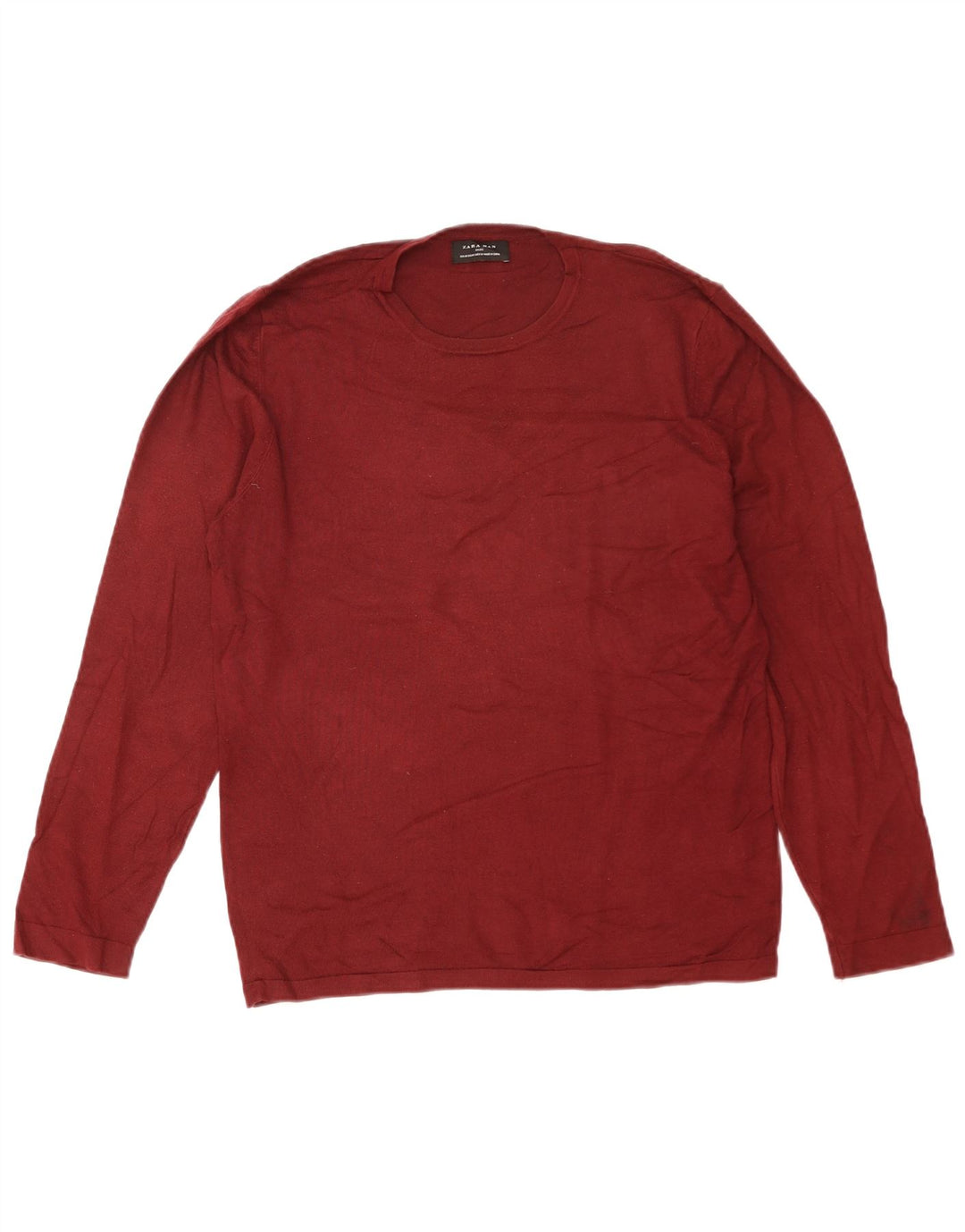 Zara Herren-Pullover mit Rundhalsausschnitt, mittlere kastanienbraune Viskose