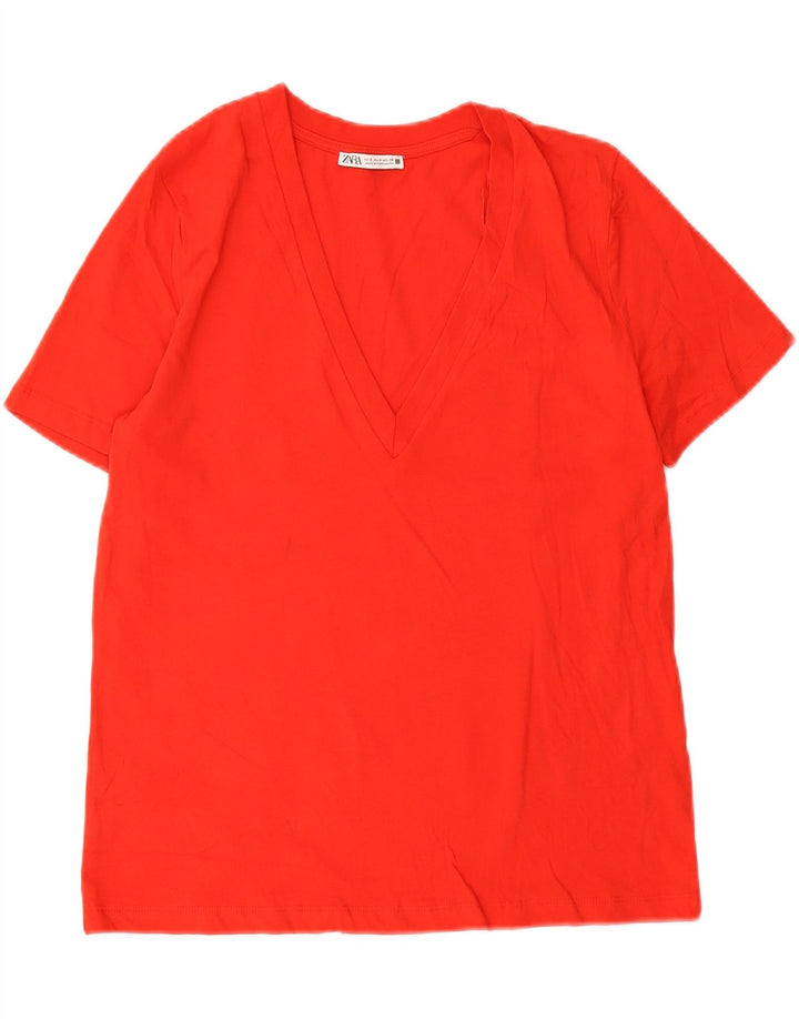 Übergroßes T-Shirt-Oberteil für Damen von Zara, UK 10, Größe S, rot, Baumwolle