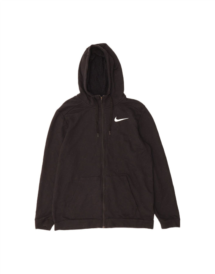 NIKE Mens Zip Hoodie Sweater Medium Black Polyester