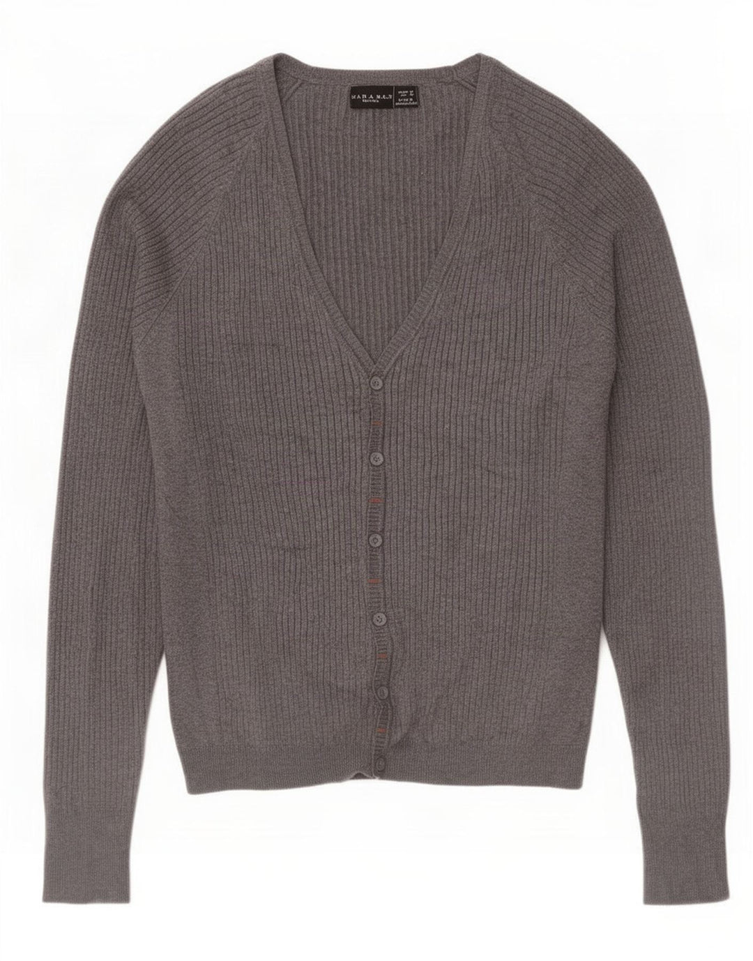 Zara Herren-Cardigan-Pullover Mittelgraue Viskose