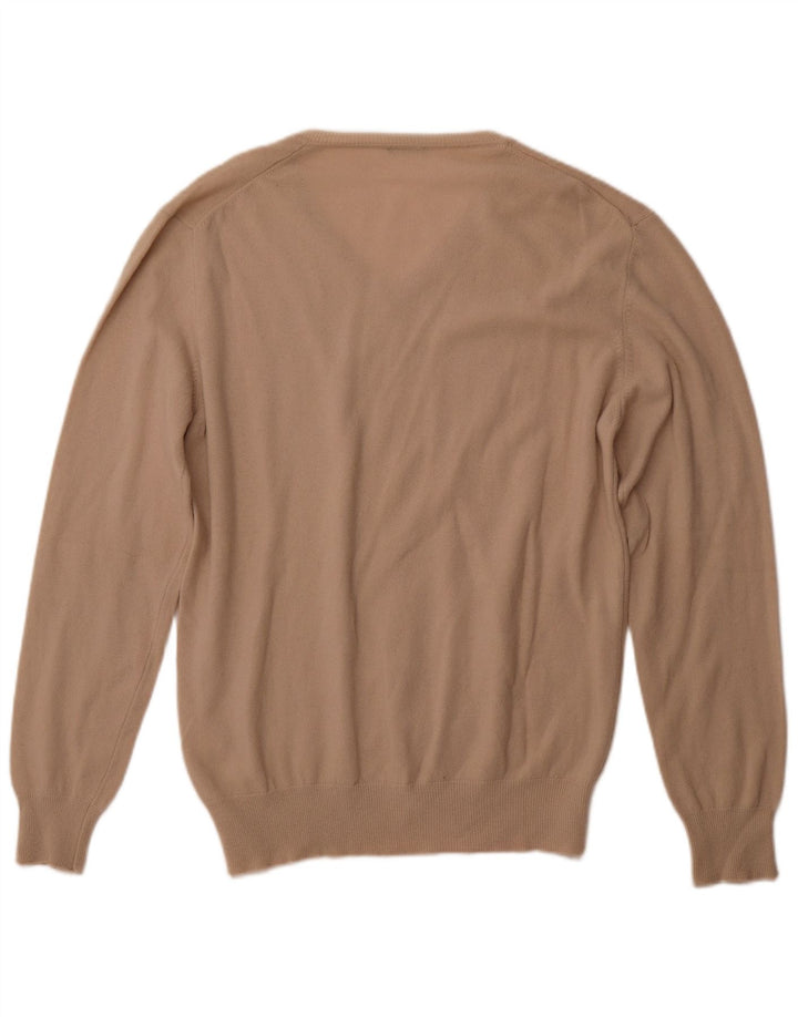 BENETTON Herren-Pullover mit V-Ausschnitt, XL, beige Wolle