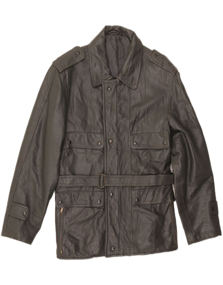 Vintage Herren Militärlederjacke UK 38 Mittelgrau