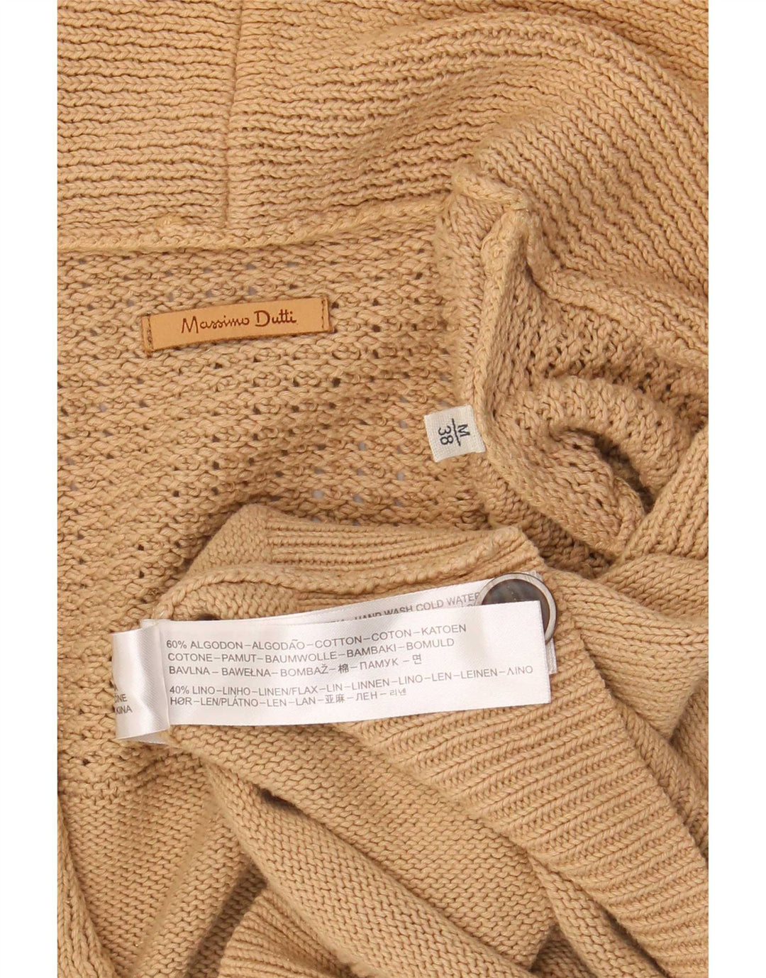 Massimo Dutti Herren-Cardigan-Pullover aus mittelbeiger Baumwolle