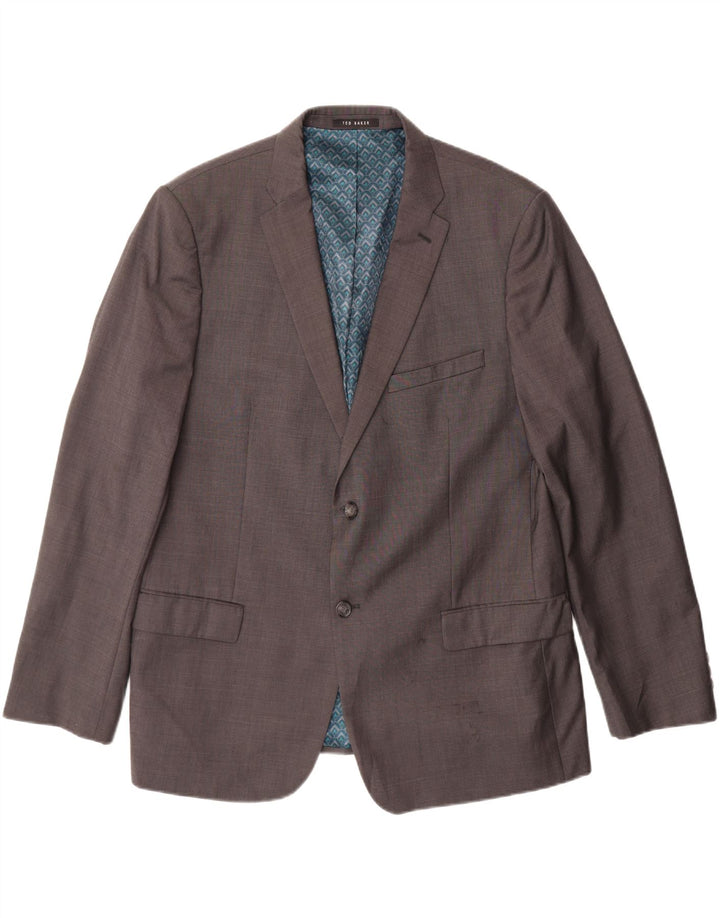 TED BAKER Mens 2 Button Blazer Jacket UK 46 3XL Grey Wool Vintage Ted Baker and Second-Hand Ted Baker from Messina Hembry 