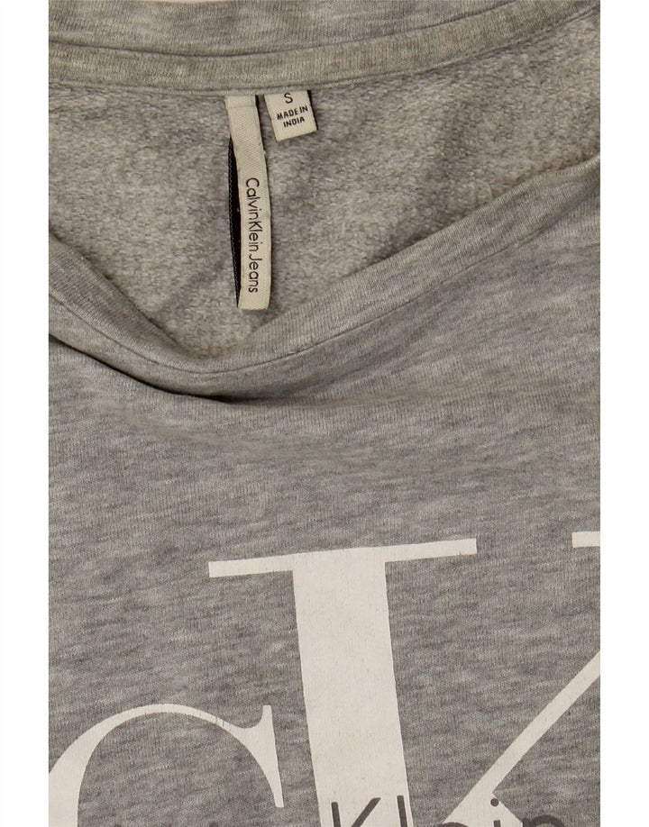 CALVIN KLEIN JEANS Mens Graphic Sweatshirt Jumper Small Grey Cotton Vintage Calvin Klein Jeans and Second-Hand Calvin Klein Jeans from Messina Hembry 