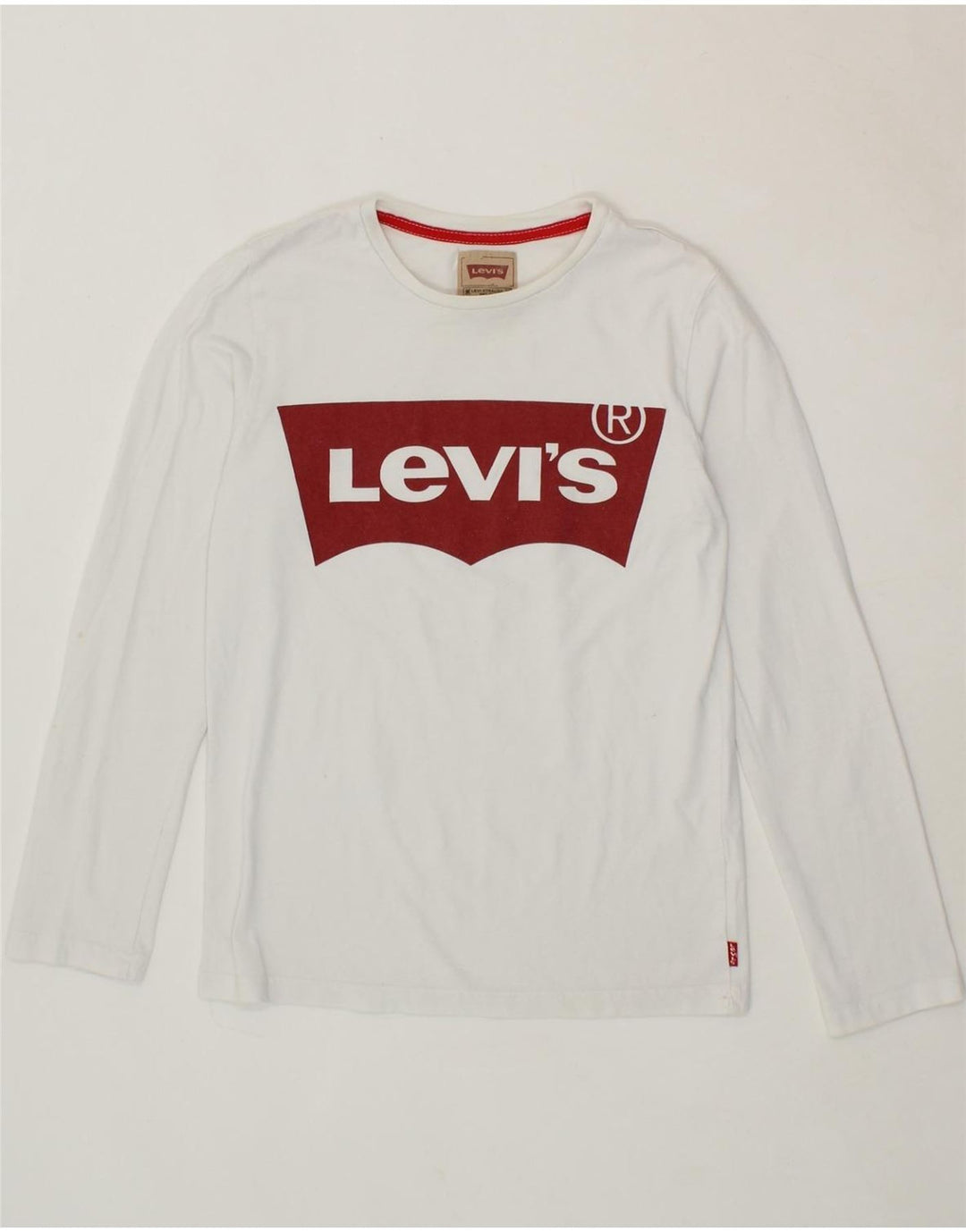 LEVI'S Boys Graphic Top Long Sleeve 13-14 Years White Cotton Vintage Levi's and Second-Hand Levi's from Messina Hembry 