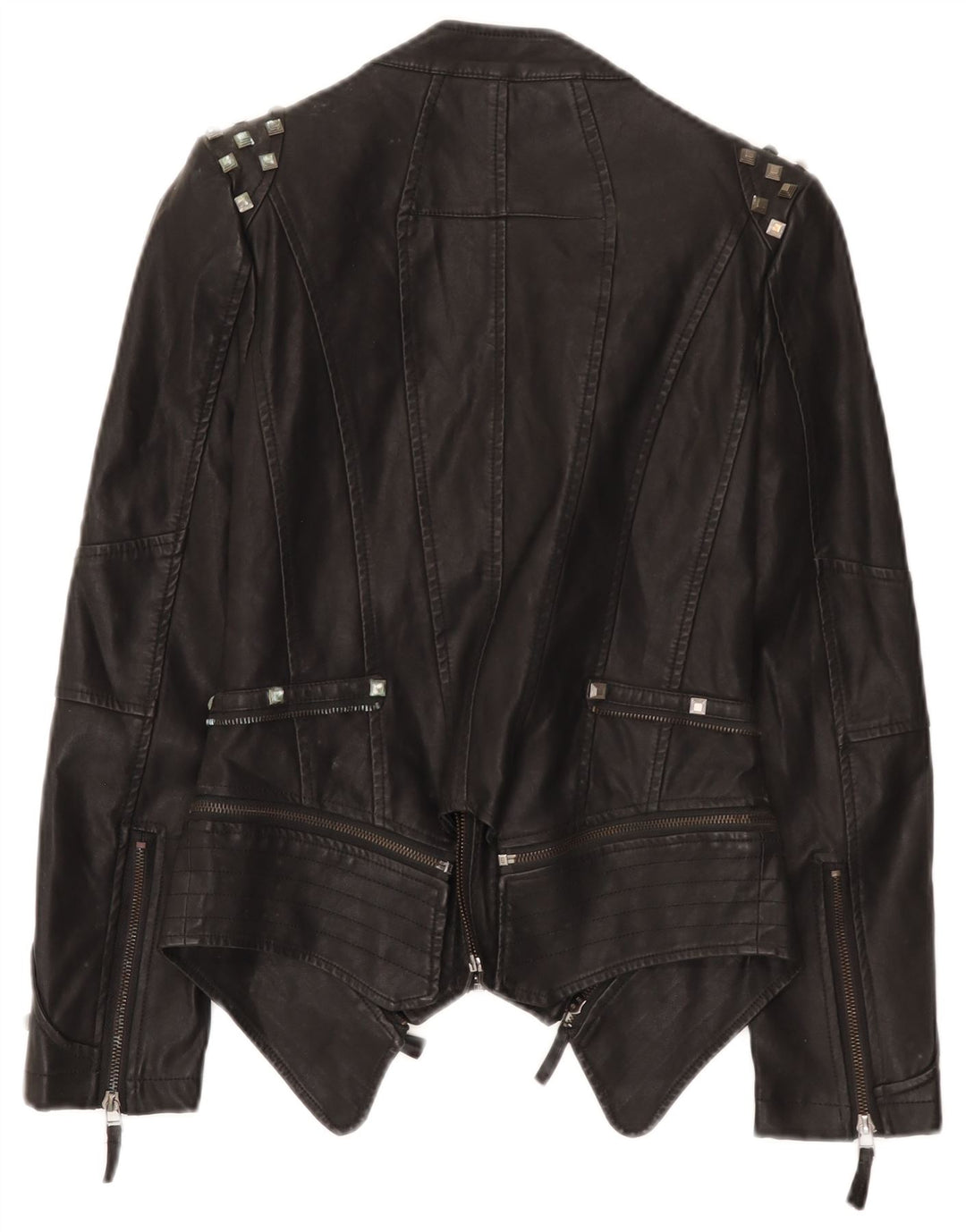 Vintage Damen Leder Bikerjacke UK 10 Small Schwarz