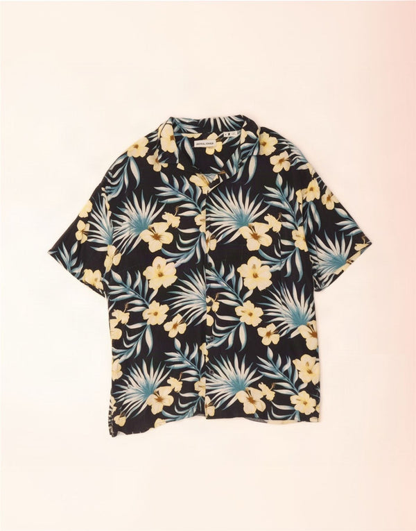 Jack & Jones Herren-Kurzarmhemd, klein, mehrfarbig, Viskose mit Blumenmuster