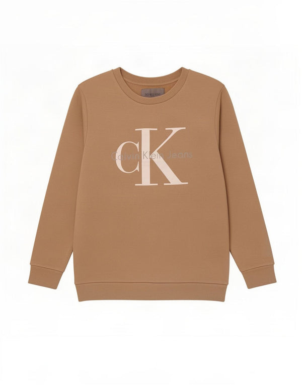 Calvin Klein Jeans Damen Grafik-Sweatshirt-Pullover UK 10 Small Beige