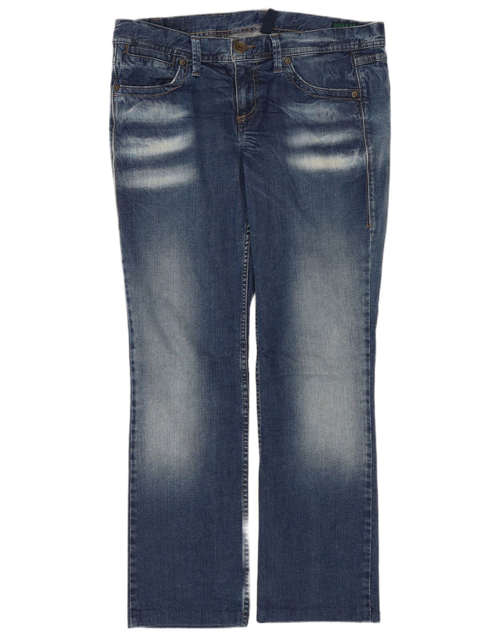 Benetton Damen Regular Straight Jeans W31 L28 Blaue Baumwolle