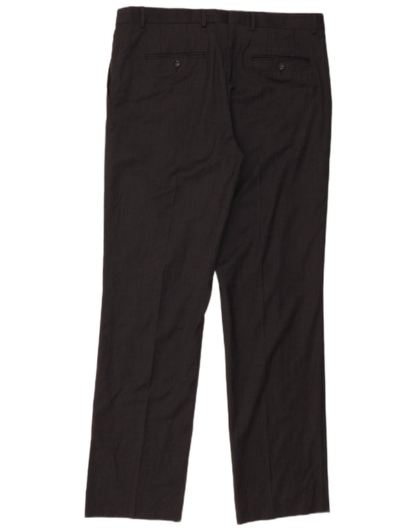 Gerade Anzughose für Herren von Zara, EU 46, XL, B36, L32, schwarze Nadelstreifenwolle