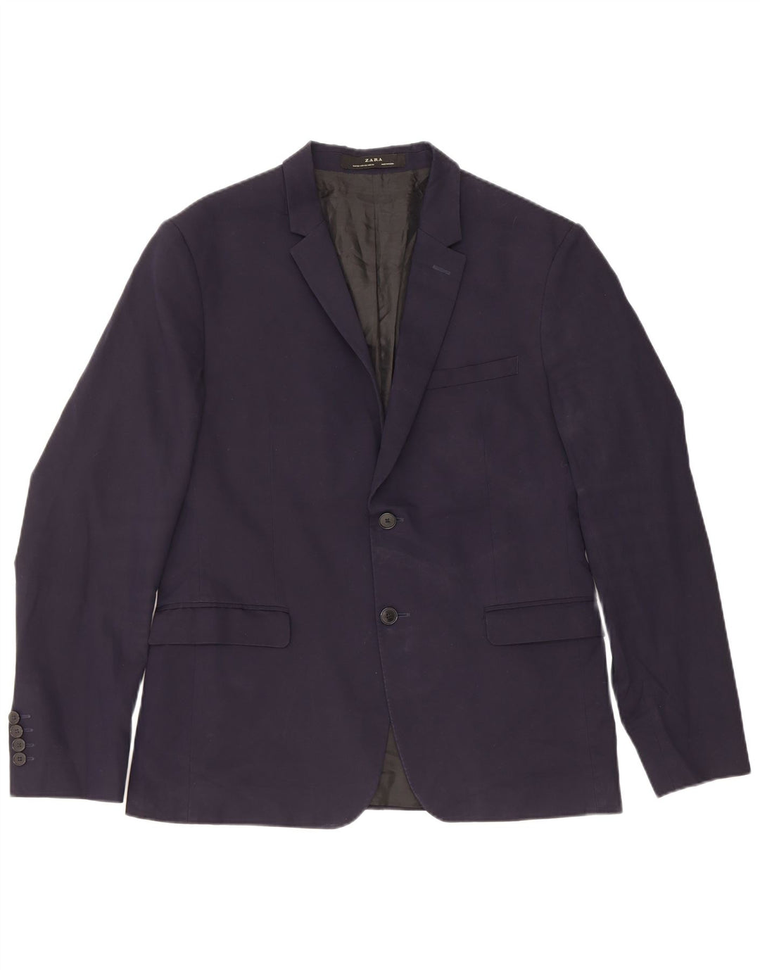 Zara Herren-Blazer mit 2 Knöpfen, EU 52, groß, marineblaue Viskose