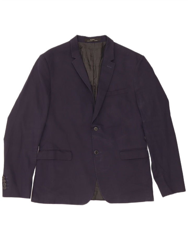 Zara Herren-Blazer mit 2 Knöpfen, EU 52, groß, marineblaue Viskose