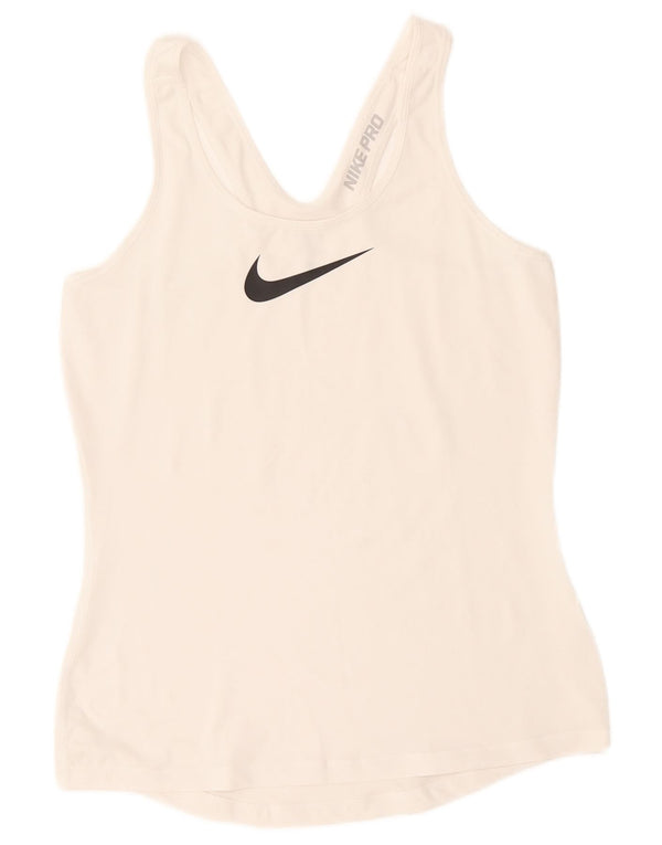 Nike Damen Dri Fit Graphic Vest Top UK 14 Large Weiß