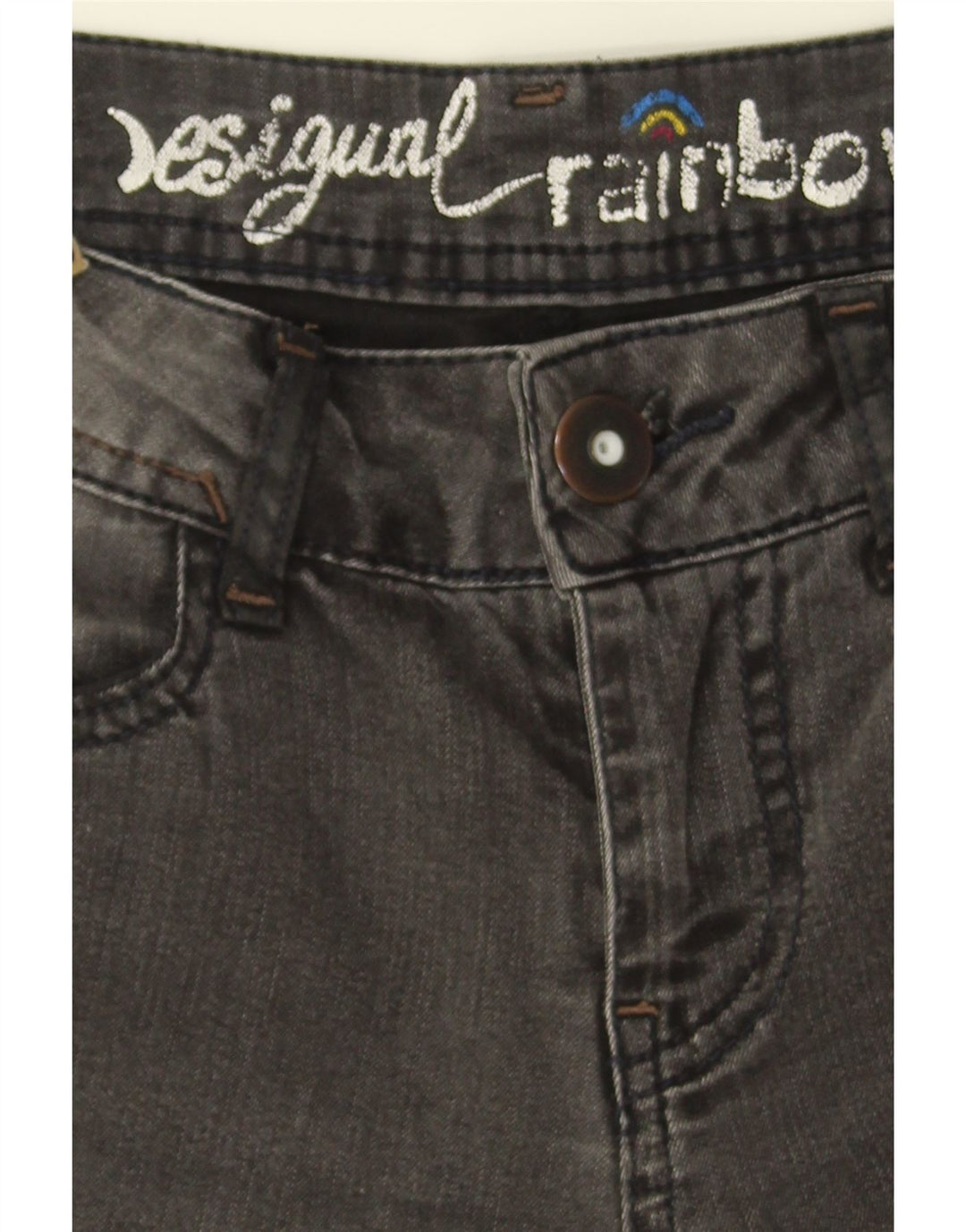 DESIGUAL Womens Rainbow Slim Jeans W30 L28 Grey Vintage Desigual and Second-Hand Desigual from Messina Hembry 