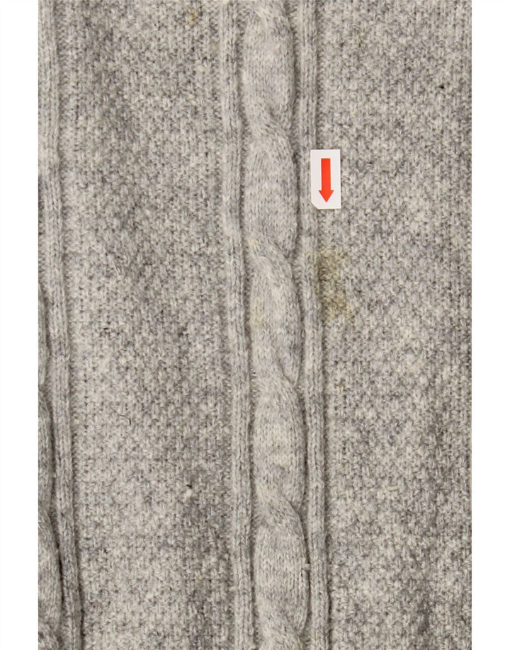 Crew Clothing Herren-Pullover mit Reißverschluss am Hals, große graue Lammwolle