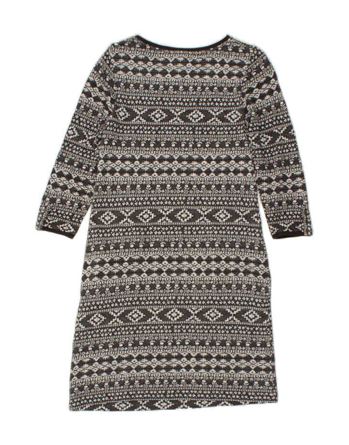 FAT FACE Womens 3/4 Sleeve Basic Dress UK 10 Small Grey Fair Isle Cotton Vintage Fat Face and Second-Hand Fat Face from Messina Hembry 