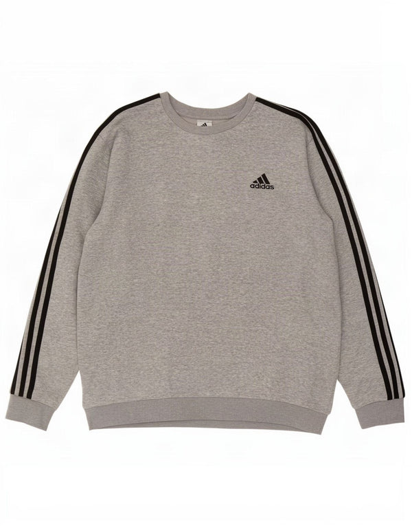 Adidas Herren Sweatshirt Pullover XL Grau gefleckte Baumwolle