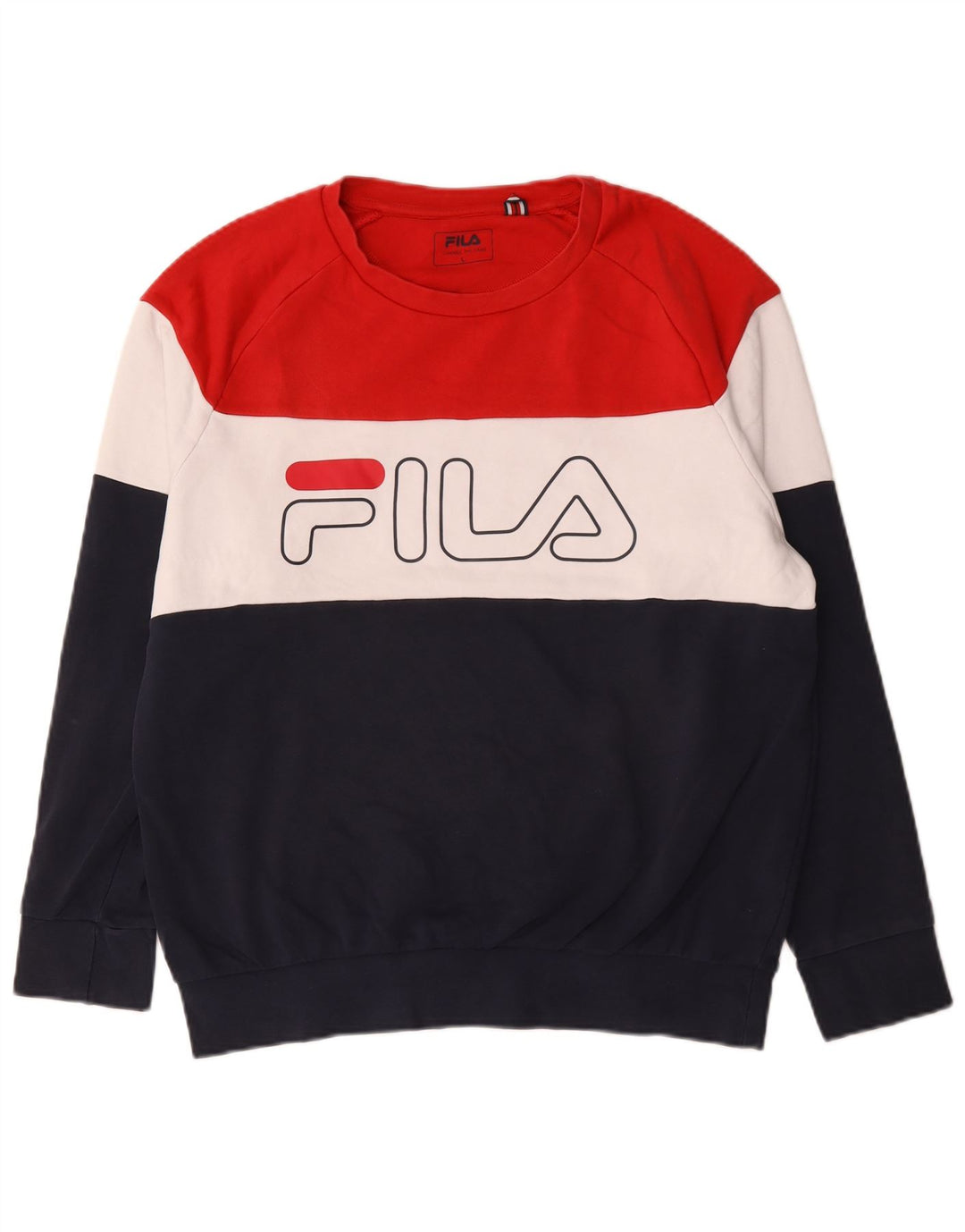 Fila Herren-Sweatshirt mit Grafik, groß, mehrfarbig, Colourblock-Baumwolle