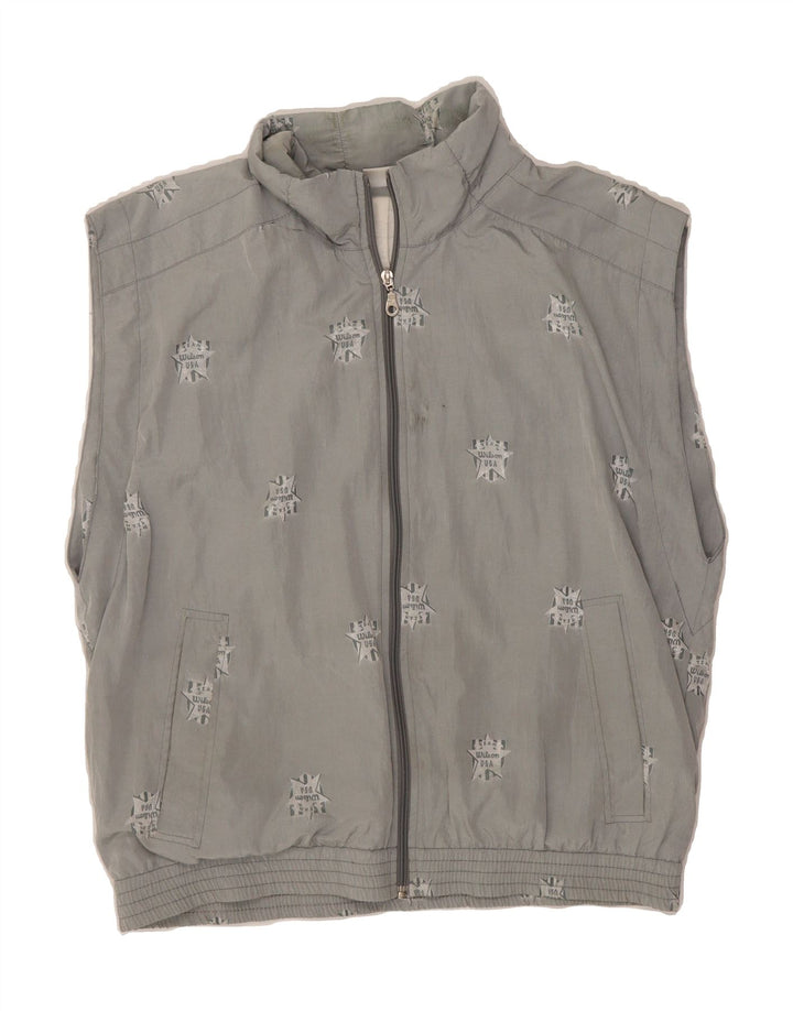 WILSON Mens Graphic Gilet IT 50 Large Grey Polyester Vintage Wilson and Second-Hand Wilson from Messina Hembry 