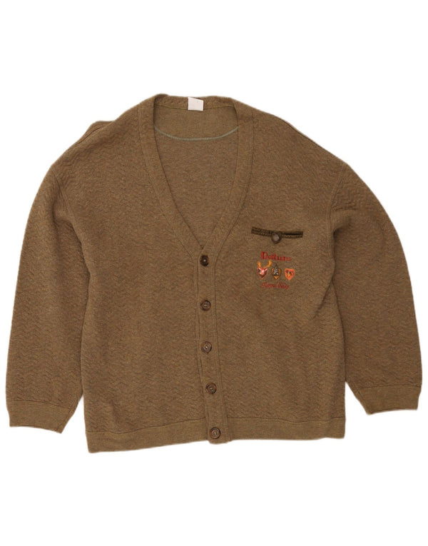 Vintage Damen Cardigan Pullover UK 18 XL Khaki Baumwolle