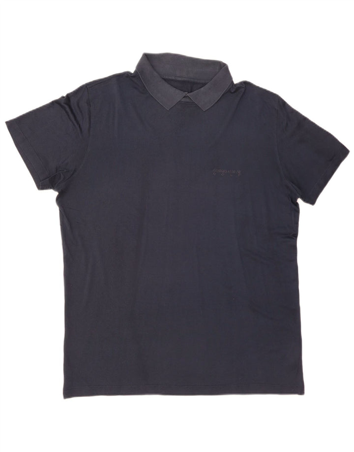 GIORGIO ARMANI Herren Poloshirt IT 50 Medium Marineblau Seide