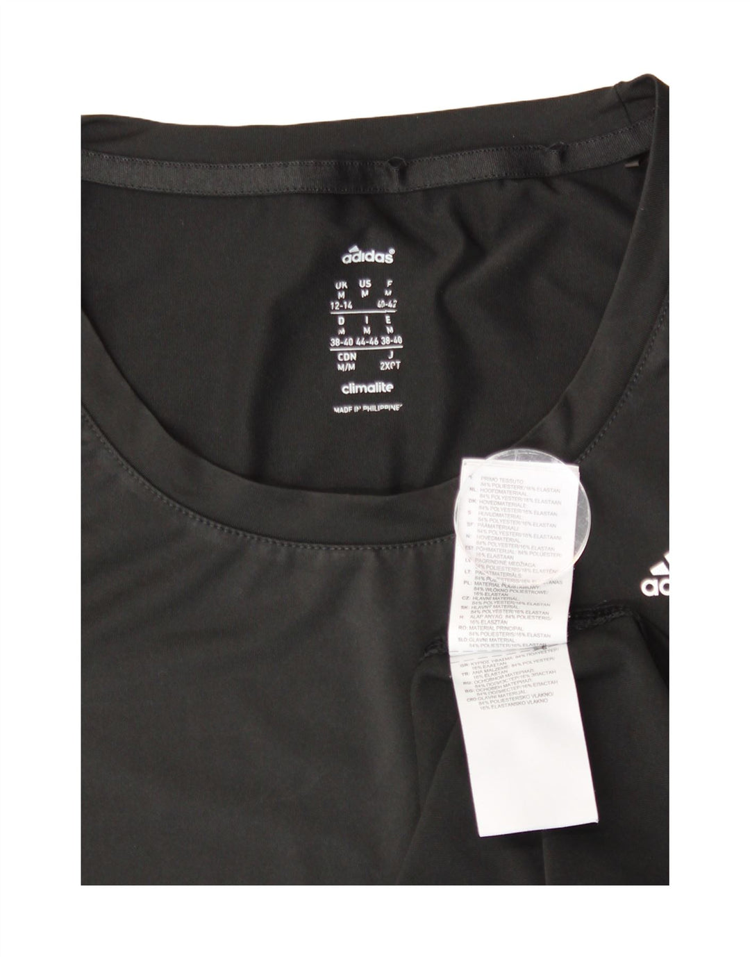 Adidas Damen Climalite T-Shirt Top UK 12/14 Medium Schwarz Polyester