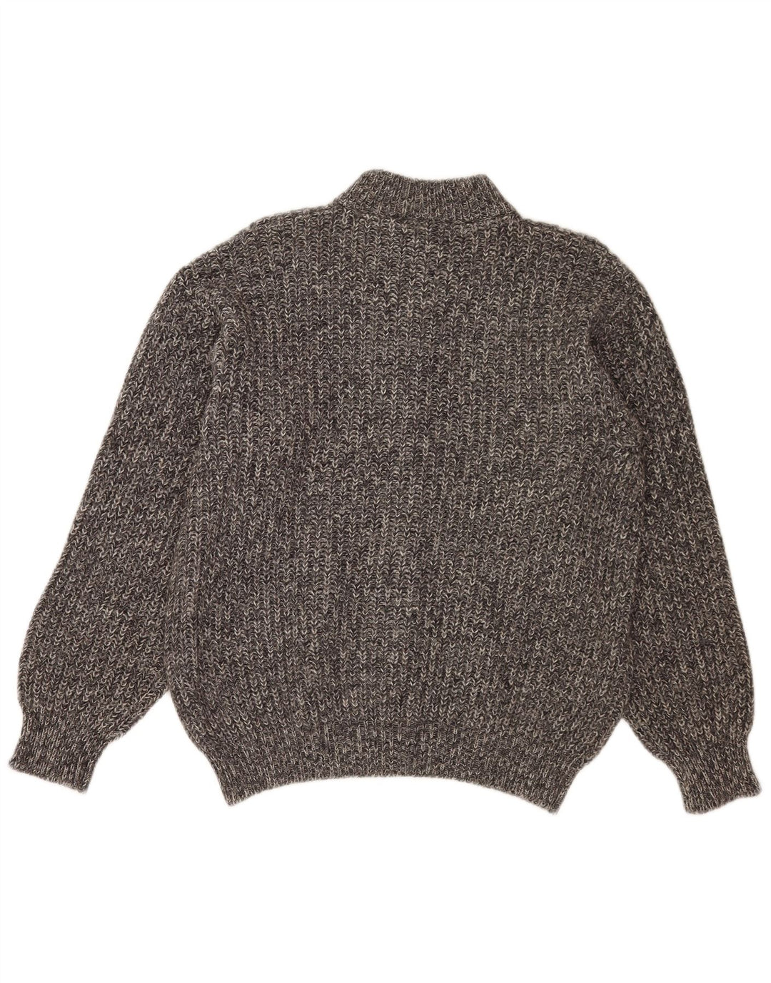 Vintage Damen Cardigan Pullover UK 14 Mittelgrau melierte Alpakawolle