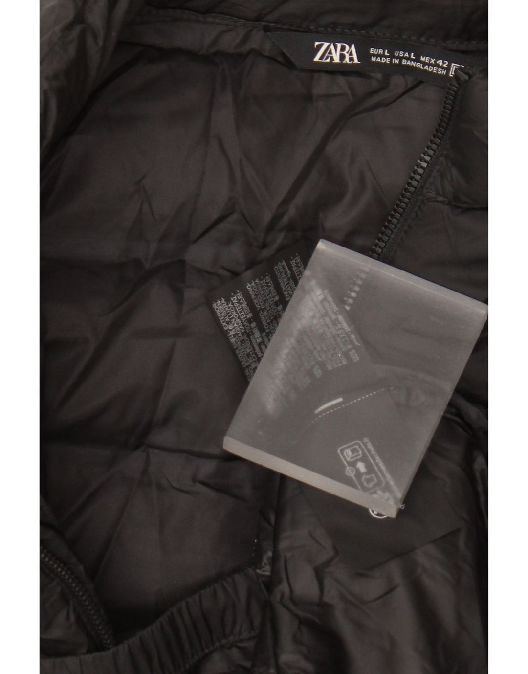 Zara Damen Wattierte Weste UK 16 Large Schwarz Polyester
