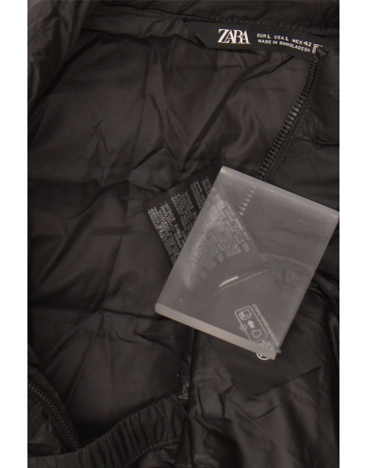 Zara Damen Wattierte Weste UK 16 Large Schwarz Polyester
