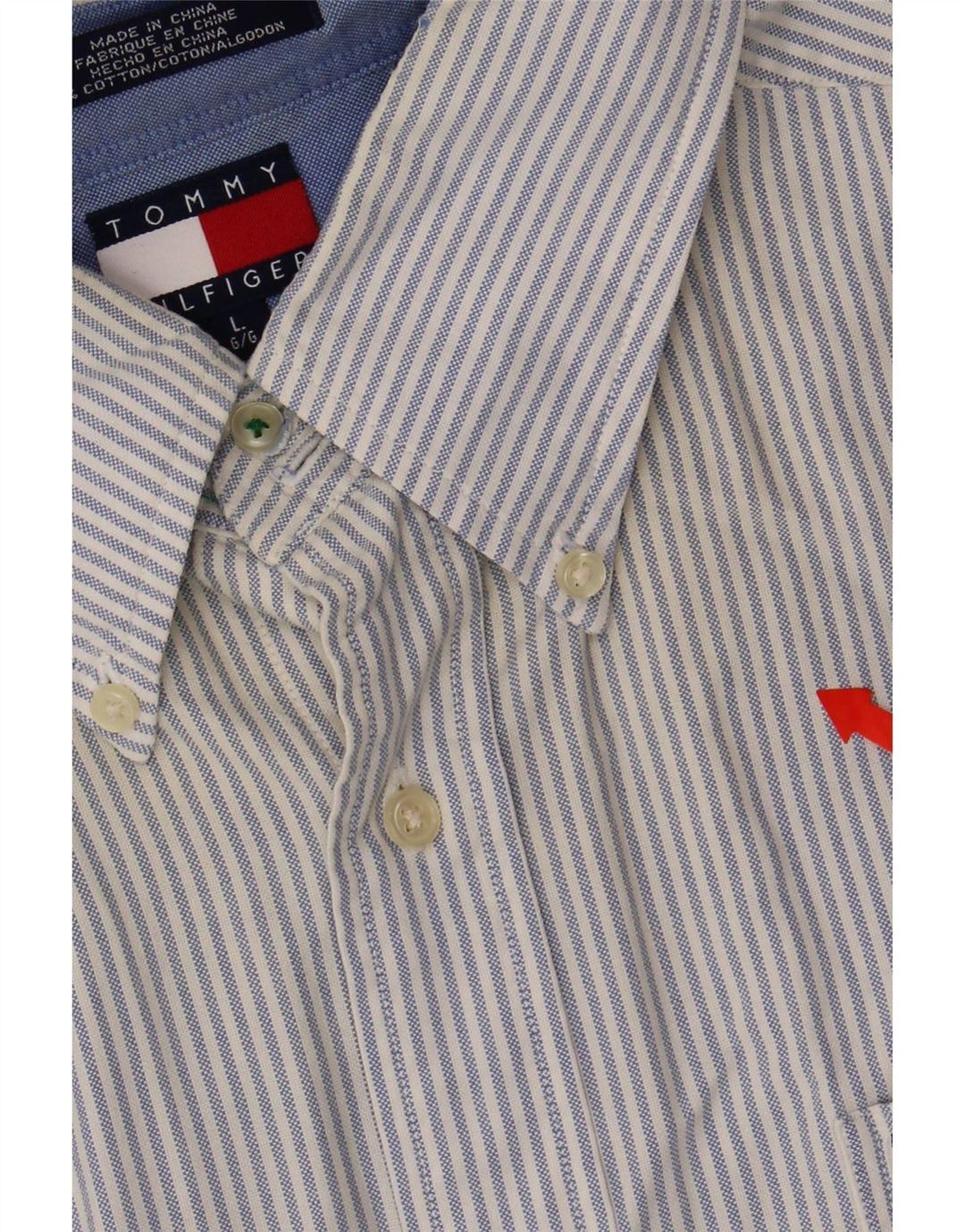 TOMMY HILFIGER Mens Shirt Large Blue Pinstripe Cotton Vintage Tommy Hilfiger and Second-Hand Tommy Hilfiger from Messina Hembry 
