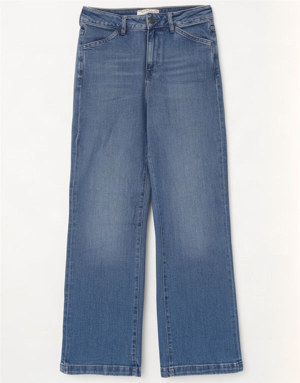 Fat Face Damen Elise Jeans mit weitem Bein, UK 10, Größe S, W28, L30, Blau, Baumwolle