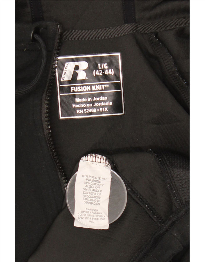 RUSSELL ATHLETIC Herren-Kapuzenpullover mit Reißverschluss, UK 42/44, großes schwarzes Polyester