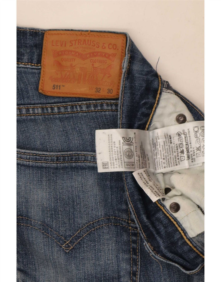 Levi's Herren 511 Distressed Slim Jeans W32 L30 Blaue Baumwolle