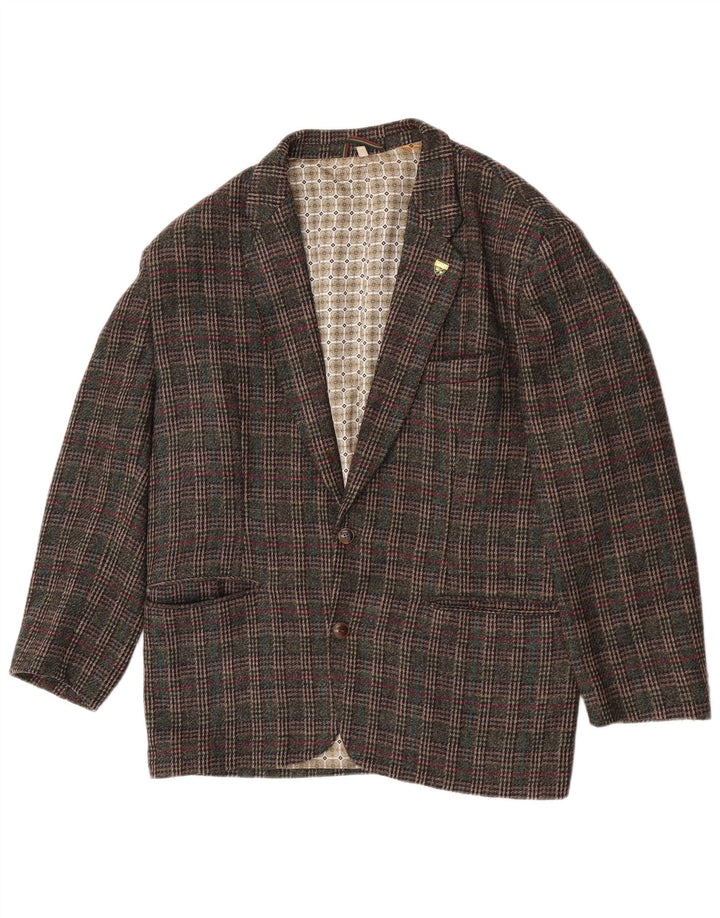 Cido Herren-Blazer mit traditioneller Passform und 2 Knöpfen, IT 48, mittleres Khaki-Karomuster