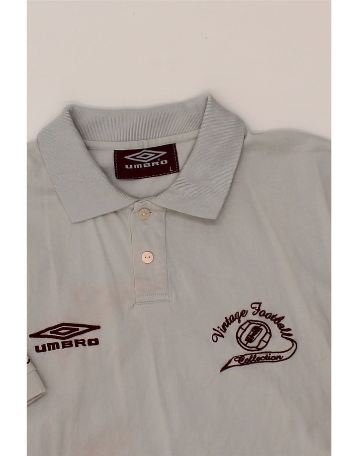 UMBRO Mens Graphic Polo Shirt Large Grey Cotton Vintage Umbro and Second-Hand Umbro from Messina Hembry 
