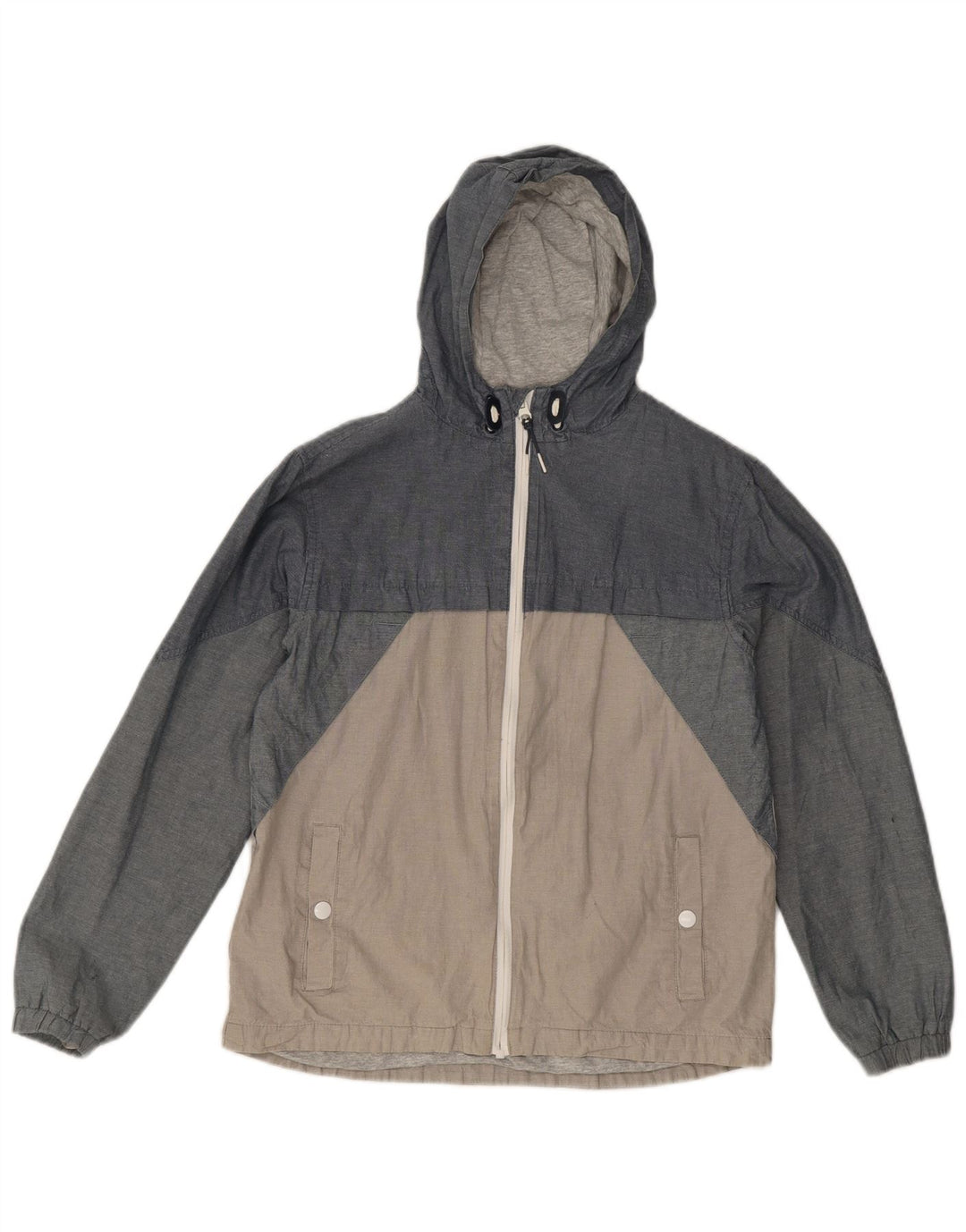 Marks & Spencer Jungen-Windjacke mit Kapuze, 12–13 Jahre, graues Farbblockdesign