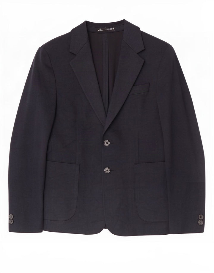 Zara Herren-Blazer mit 2 Knöpfen, Größe S, Marineblau, Polyester, UK 36