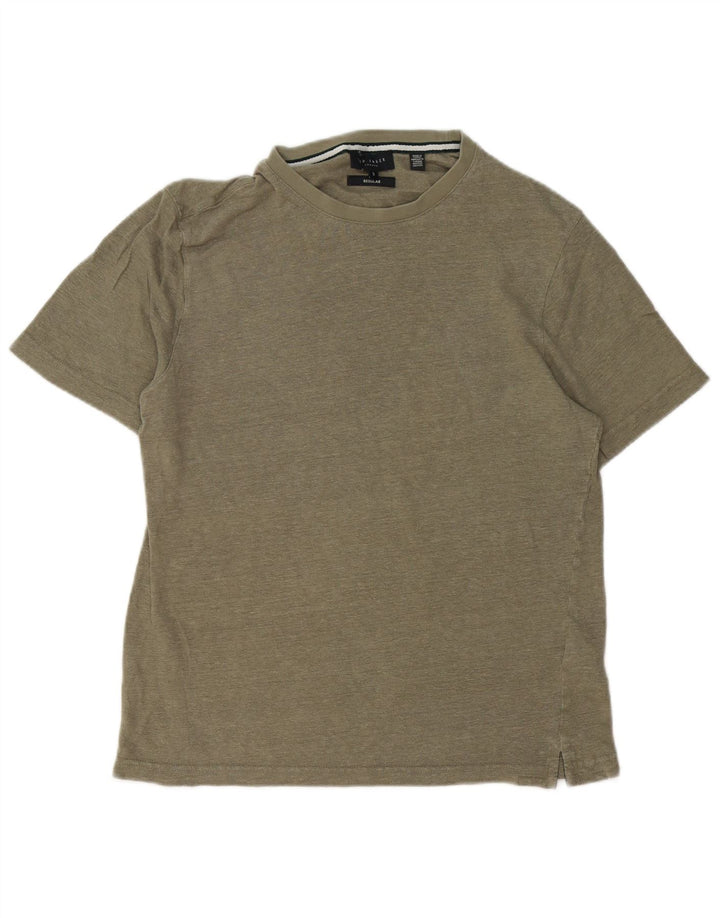 Ted Baker Herren-T-Shirt, normal, Größe 3, mittleres Khaki-Leinen