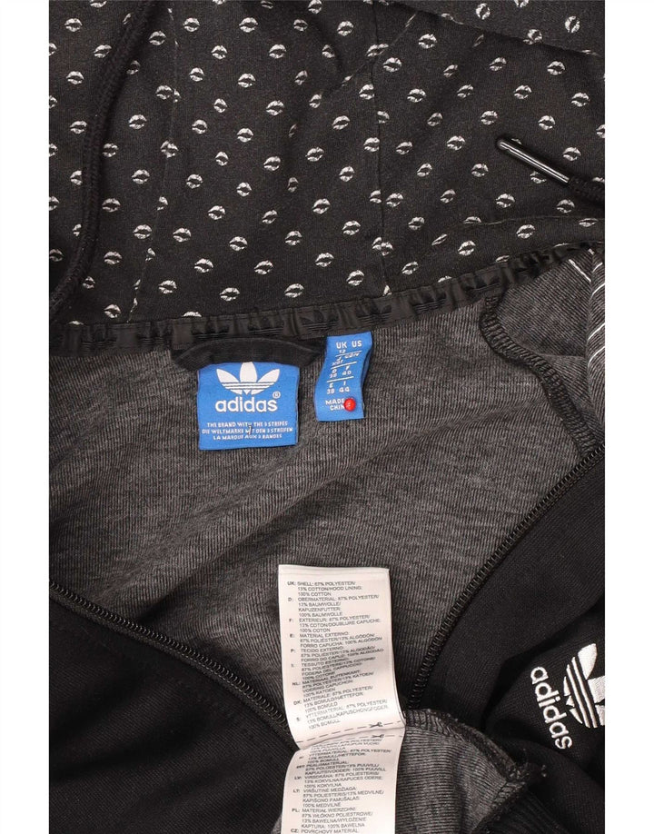 Adidas Damen Graphic Zip Hoodie Pullover UK 12 Medium Schwarz Polyester