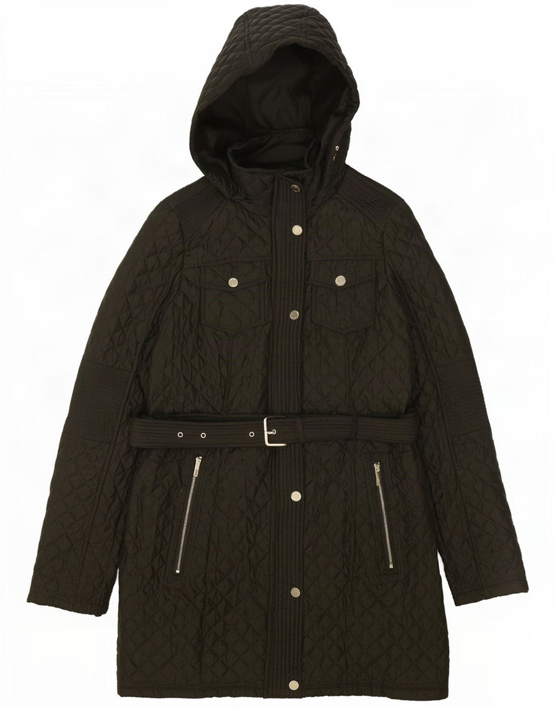 Marks & Spencer Damen-Steppmantel mit Kapuze, Gr. 10, Grün, Polyester