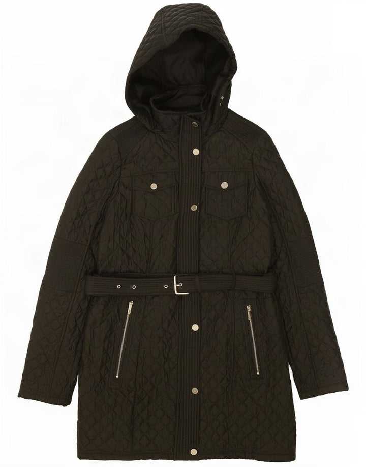 Marks & Spencer Damen-Steppmantel mit Kapuze, Gr. 10, Grün, Polyester