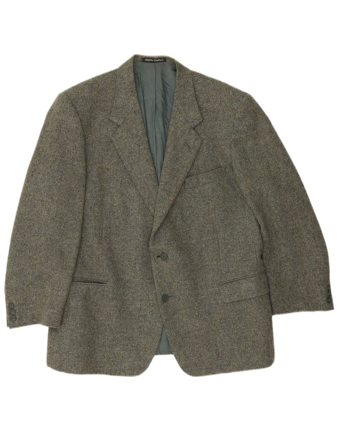 Facis Herren-Blazer mit 2 Knöpfen, IT 58 4XL, grün gefleckte Schurwolle