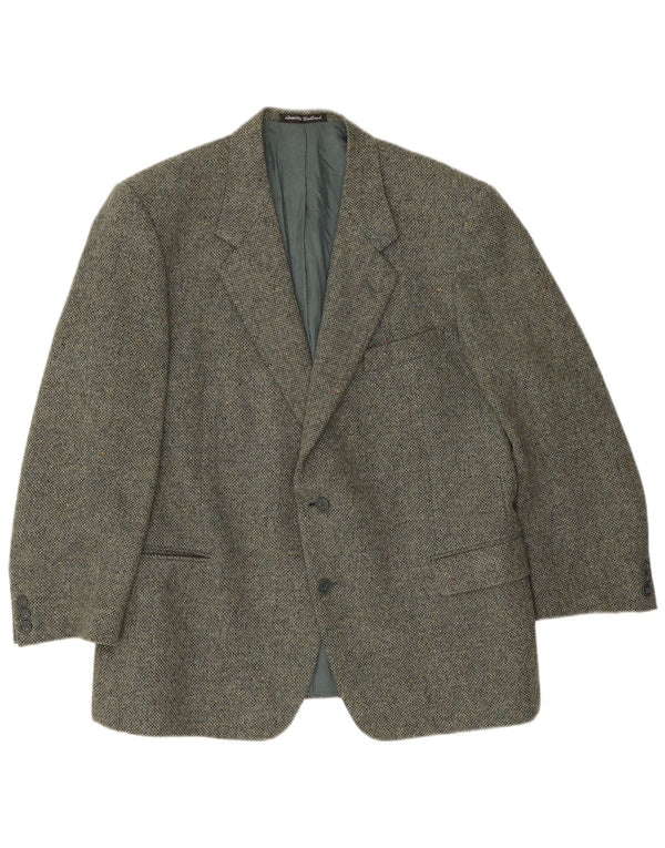 Facis Herren-Blazer mit 2 Knöpfen, IT 58 4XL, grün gefleckte Schurwolle