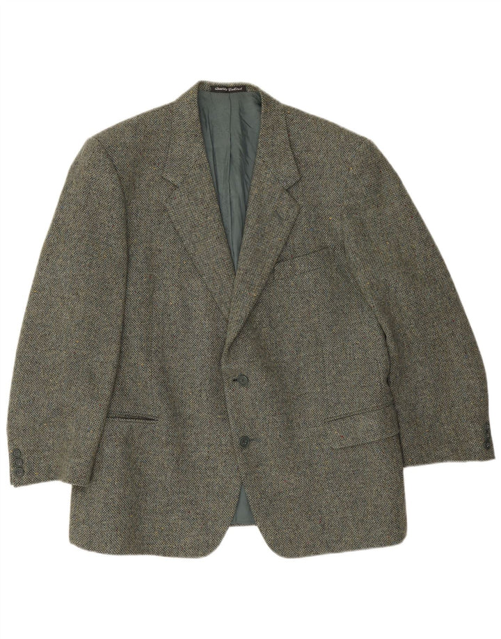 Facis Herren-Blazer mit 2 Knöpfen, IT 58 4XL, grün gefleckte Schurwolle